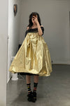 RENAISSANCE patchwork organza suspender dress RNS-ADA METALLIC-JIN gold